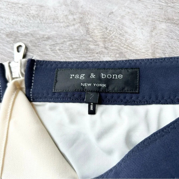 Rag & Bone  Navy Ivory Contrasting Colour Midi Skirt - Picture 4 of 11